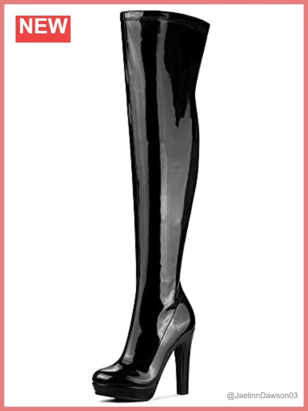 Over Knee Patent Leather Chunky Heel Platform Boots